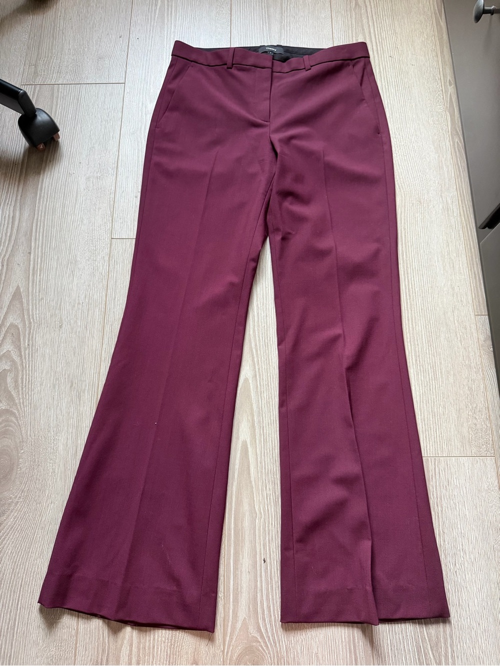 Theory Wide-Leg Pull-On Pant in Admiral Crepe Grenache office suiting designer - Picture 3 of 7